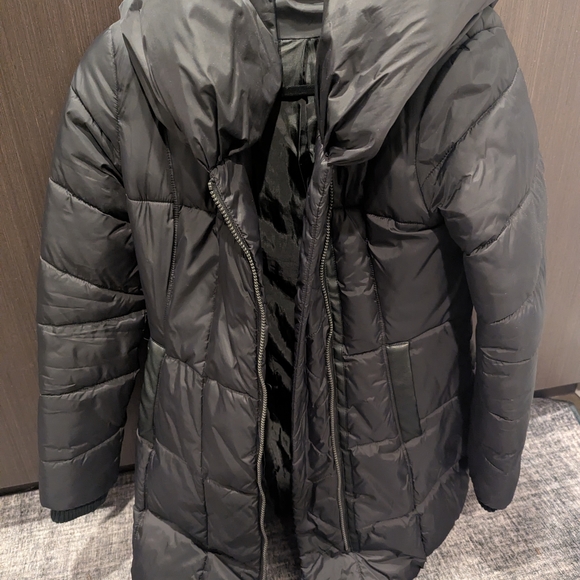French Connection Black Hooded Puffer Coat - Picture 3 of 5